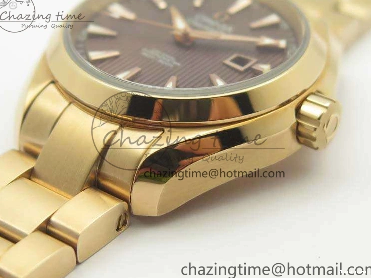 0209 Bright Aqua Terra Ladies 35mm RG V6F Best Edition Brown Dial On RG Bracelet A 8101